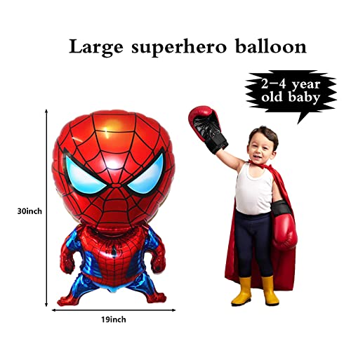 Superhero Birthday Party Decorations 72 Pack Avenger Birthday Party Supplies Large Super Hero Balloons Happy Birthday Banner Blue Background Perfect for Kids Theme Birthday and Super Hero Fan Party
