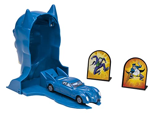 DecoSet® Batman™ to the Rescue Cake Topper, 4 Piece Cake Decoration, Includes Batman™ Case With a Hidden Fold Out Batmobile Launcher, Free Wheeling Batmobile Car, and Joker and Penguin