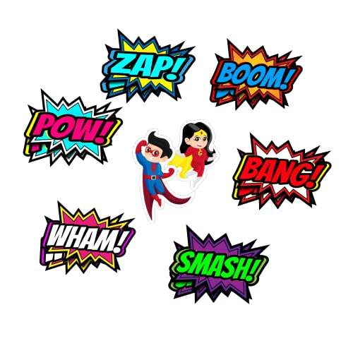 Comic Superhero Deluxe Party Supplies Pack (157 Pieces for 20 Guests) - Complete Tableware and Decorations Set - Superhero Party Decoration, Plates and Napkin, Super Hero Brithday Party, Blue Orchards