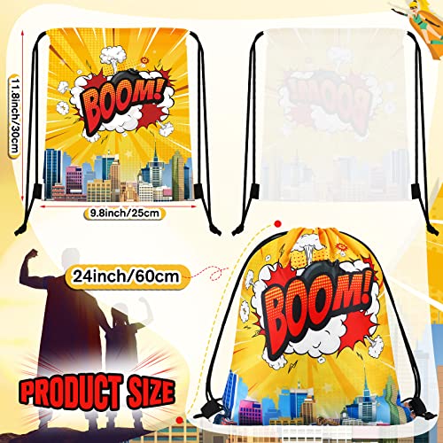 Kajaia 30 Pcs Hero Party Favors Bags Comic Heroes Drawstring Bag Backpacks Goodie Candy Gift Bags for Kids Girls Boys Birthday Party Supplies Decorations, 9.8 x 11.8 Inch