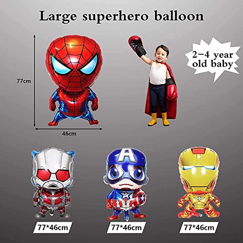 Superhero Birthday Party Decorations 72 Pack Avenger Birthday Party Supplies Large Super Hero Balloons Happy Birthday Banner Blue Background Perfect for Kids Theme Birthday and Super Hero Fan Party
