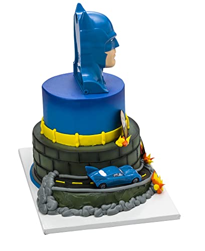 DecoSet® Batman™ to the Rescue Cake Topper, 4 Piece Cake Decoration, Includes Batman™ Case With a Hidden Fold Out Batmobile Launcher, Free Wheeling Batmobile Car, and Joker and Penguin