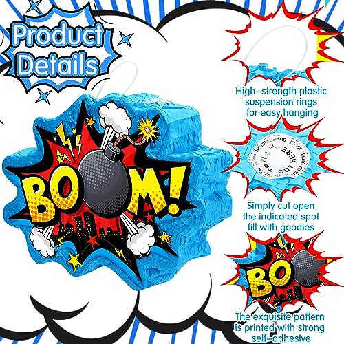 Namalu Boom Pinata Hero Birthday Party Decoration Comic Book Action Pinata Action Hero Pinata with Eye Mask Bat Confetti for Boys Girls Hero Themed Birthday Action Party Games Supplies