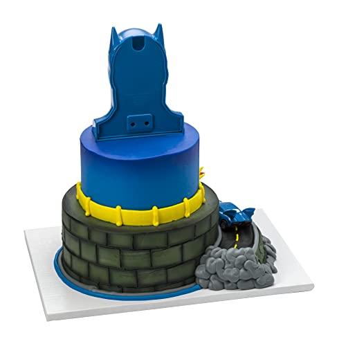 DecoSet® Batman™ to the Rescue Cake Topper, 4 Piece Cake Decoration, Includes Batman™ Case With a Hidden Fold Out Batmobile Launcher, Free Wheeling Batmobile Car, and Joker and Penguin