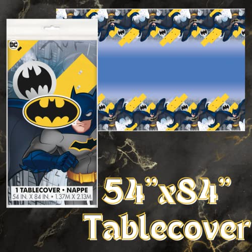 Batman Birthday Party Supplies including Batman Birthday Decorations and Batman Plates and Cups and other Tableware for 16 Guests for Boy's Batman Party or Superhero Birthday Party
