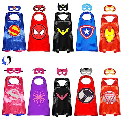 Double-Sided Superhero Capes with Masks for Kids