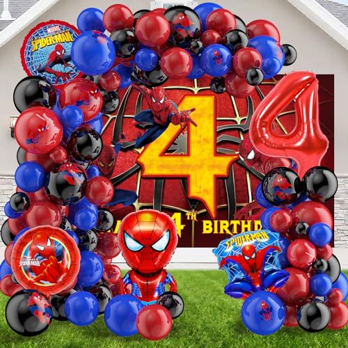Spider 4th Birthday Party Supplies Balloon Kit Arch