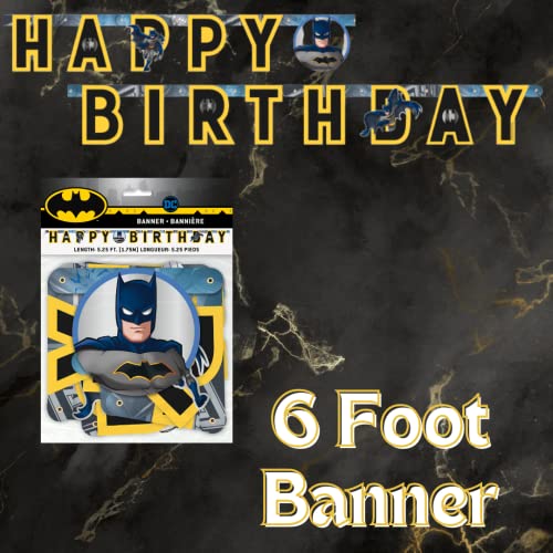 Batman Birthday Party Supplies including Batman Birthday Decorations and Batman Plates and Cups and other Tableware for 16 Guests for Boy's Batman Party or Superhero Birthday Party