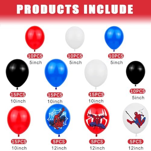 Spiderman Balloons Arch Garland Kit, 115 Pieces