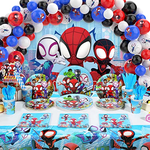 Spiderman Party Supplies: Decorations, Backdrop, Tableware Kit