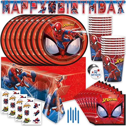 Spiderman Party Supplies Bundle for 16 Guests, Officially Licensed