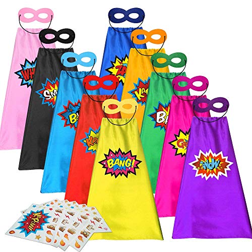 ADJOY Kids Superhero Capes, Masks, and Stickers Set