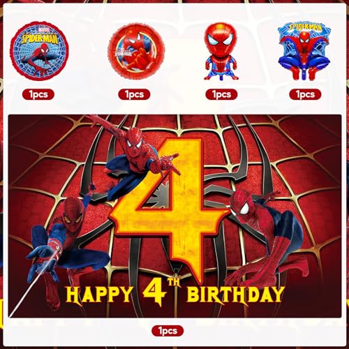 Spider 4th Birthday Party Supplies Balloon Kit Arch