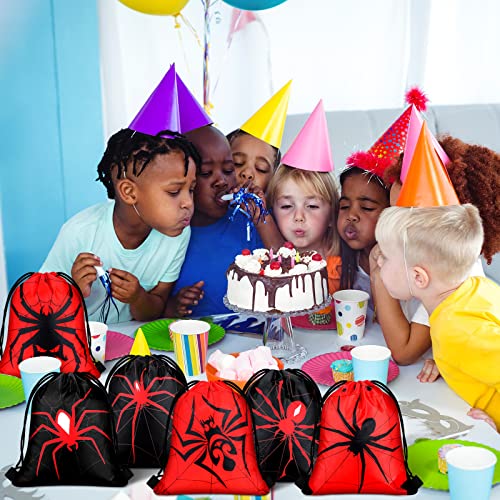 Spider Web Drawstring Bags for Superhero Birthday Party