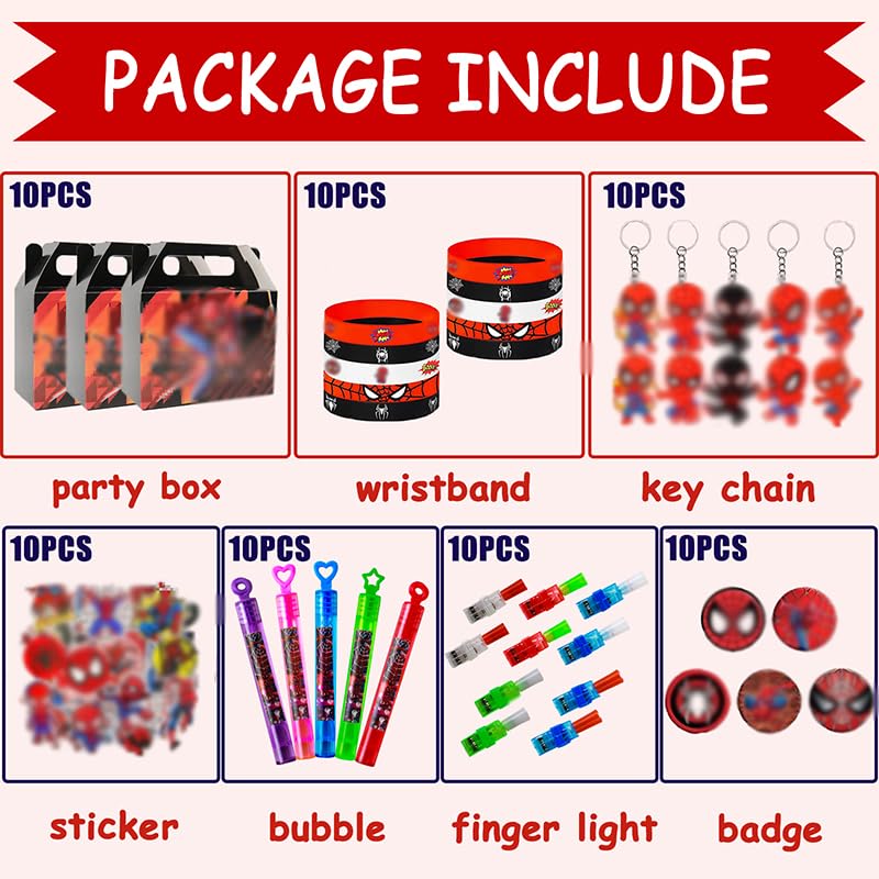 Spider Superhero Party Supplies Pack for Kids, 70Pcs
