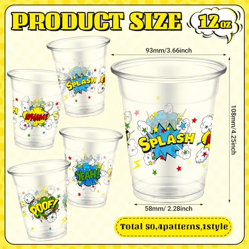 50 Pcs Hero Party Cups, 12 oz