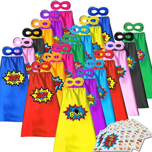 ADJOY Kids Superhero Capes & Masks Costume with Stickers