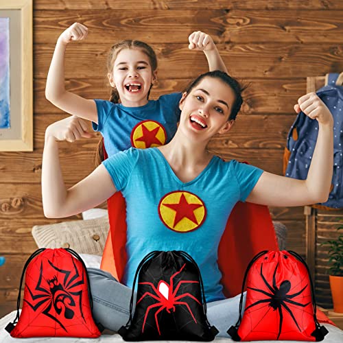 Spider Web Drawstring Bags for Superhero Birthday Party
