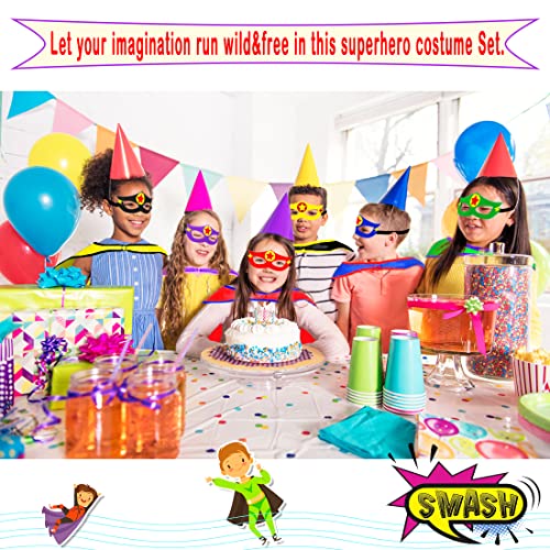 iROLEWIN Superhero-Capes for Kids Super Hero Capes and Masks Bulk 20 Pack Toddler Dress-up as Halloween Party Group Costumes