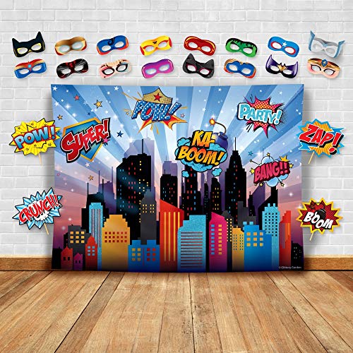 Wonder Woman & Superheroes Cityscape Backdrop - Party Decor