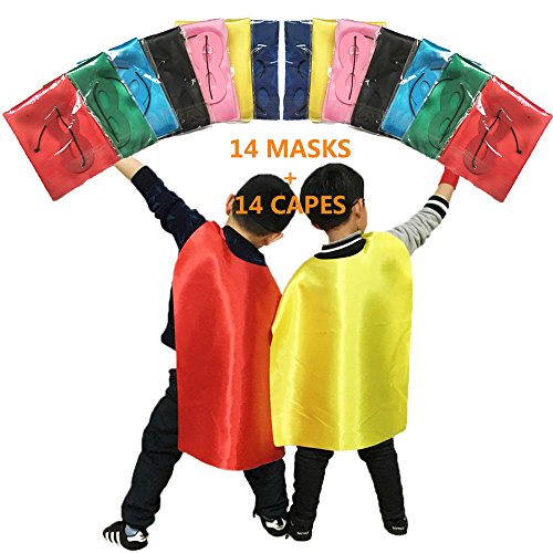 28 Piece Superhero Capes and Masks Set for Kids