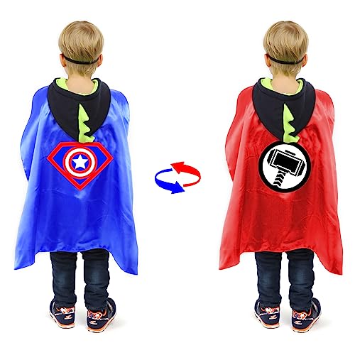 Double-sided Superhero Capes and Masks Set for Kids