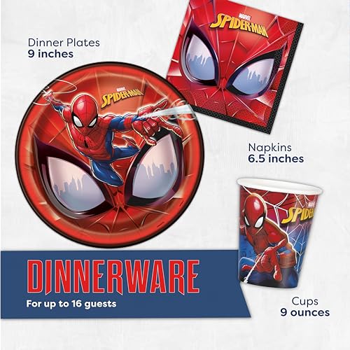 Spiderman Party Supplies Bundle for 16 Guests, Officially Licensed