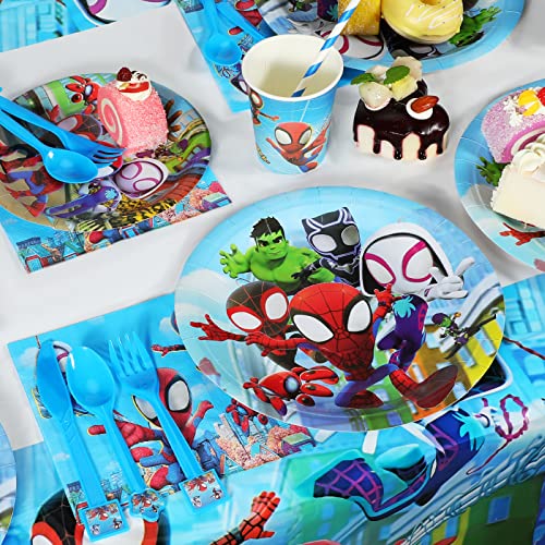 Spiderman Party Supplies: Decorations, Backdrop, Tableware Kit