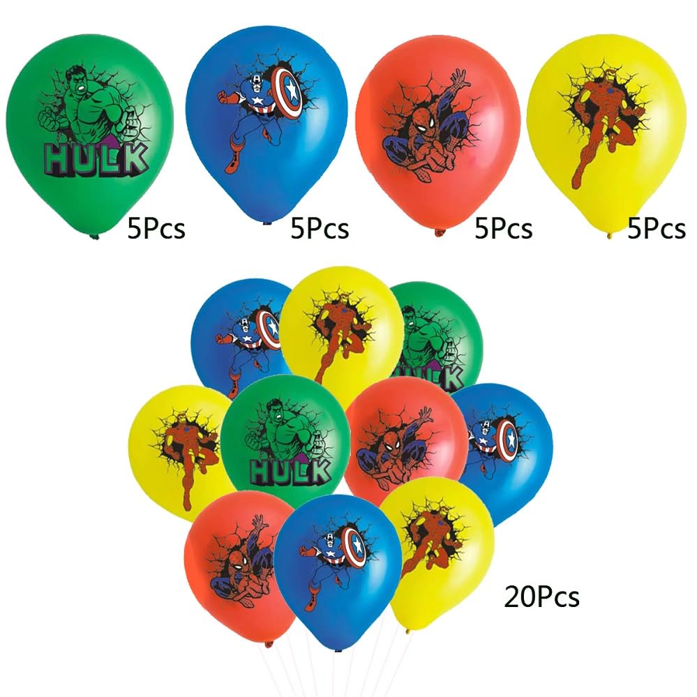 Superhero Birthday Party Decorations - 26 Balloons, Banner