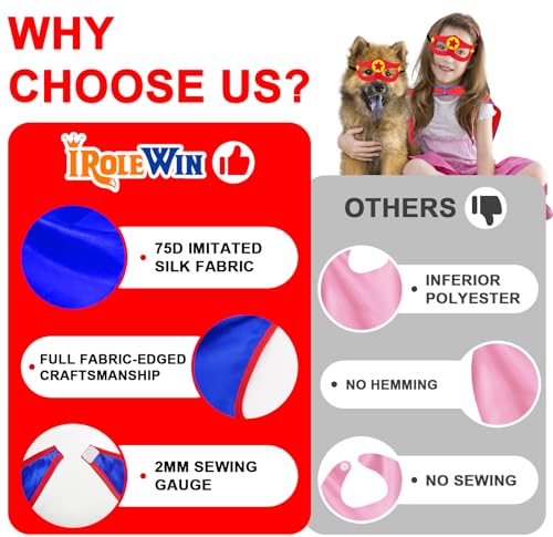 iROLEWIN Superhero-Capes for Kids Super Hero Capes and Masks Bulk 20 Pack Toddler Dress-up as Halloween Party Group Costumes