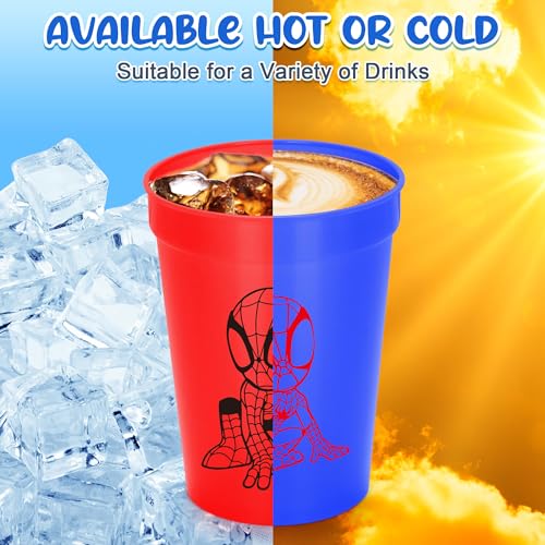 Ealumu Super Hero Party Plastic Cups - 24 Pcs SpIdey and His Amazing Friends Themed 12 OZ Reusable Plastic Cups Party Supplies Drinking Cups for Super Hero Birthday Party Favors Decorations