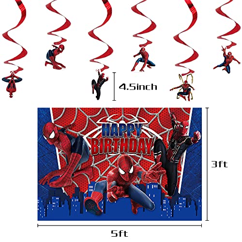 Spiderman birthday party supplies: banner, cake topper, backdrop