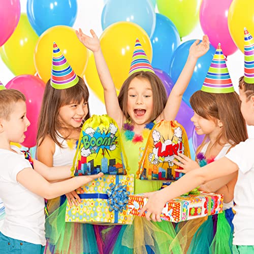 Colorful Hero Party Favor Drawstring Bags - 24 Pieces