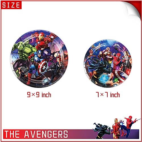 Superheroes Party Tableware,Birthday Party Supplies Table Cover - Plates - Napkins and More, Serves 20 Guests