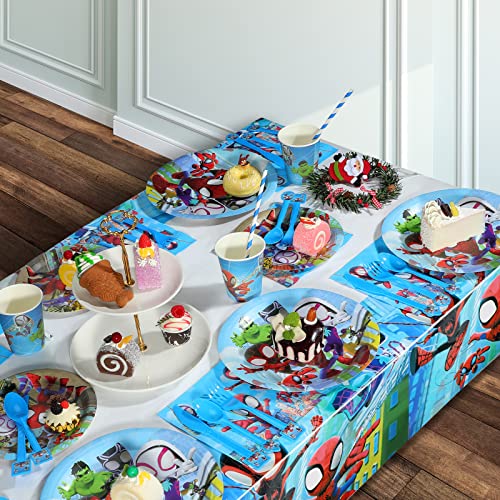 Spiderman Party Supplies: Decorations, Backdrop, Tableware Kit