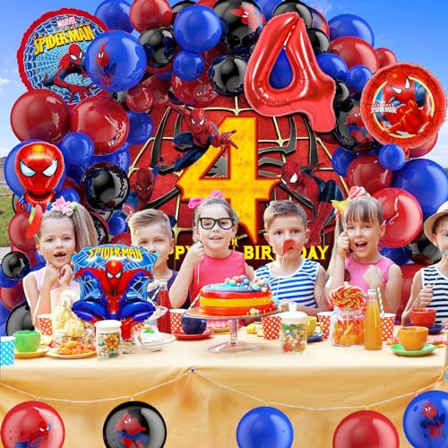 Spider 4th Birthday Party Supplies Balloon Kit Arch