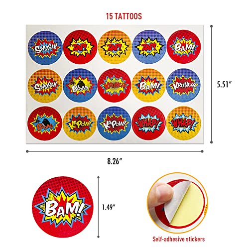 113PCS Superhero Party Favor Supplies -Reusable Drinking straws Masks&Slap Bracelets Candy Bags&Superhero Stickers Gifts for Kids Birthday Superhero Themed Party Favors Birthday Decorations