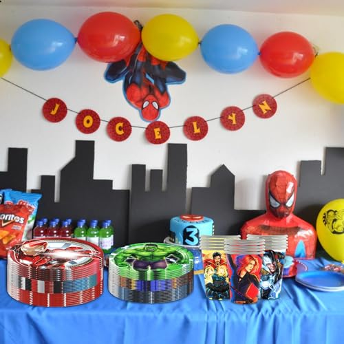120pc Super Hero Birthday Party Décor Set: Plates, Cups, Napkins