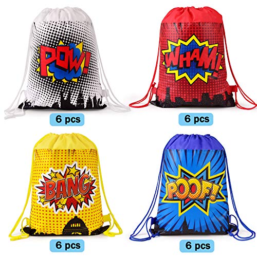 24 Superhero Party Favor Bags for Kids Birthday Themes