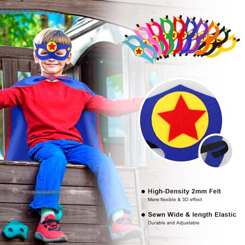 iROLEWIN Superhero-Capes for Kids Super Hero Capes and Masks Bulk 20 Pack Toddler Dress-up as Halloween Party Group Costumes