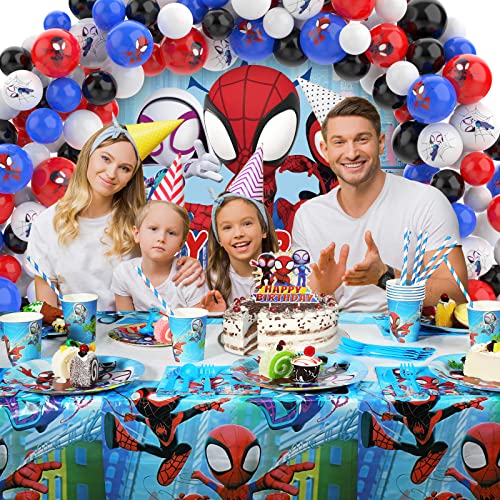 Spiderman Party Supplies: Decorations, Backdrop, Tableware Kit