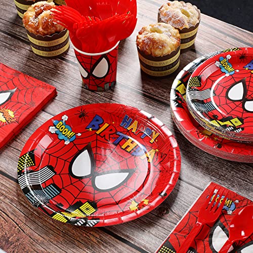 Spider Birthday Party Set: Plates, Napkins, Banner, Tablecloth