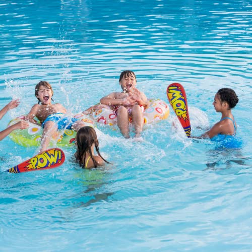 25 Pc Set, 12 Oversized 20'' Pow Inflatable Baseball Bats, 12 Punch Balloon, 1 Huge 30" Bopper - for Superhero Theme Birthday Party Favors for Kids, Carnival Prizes Party Supplies by 4E's Novelty