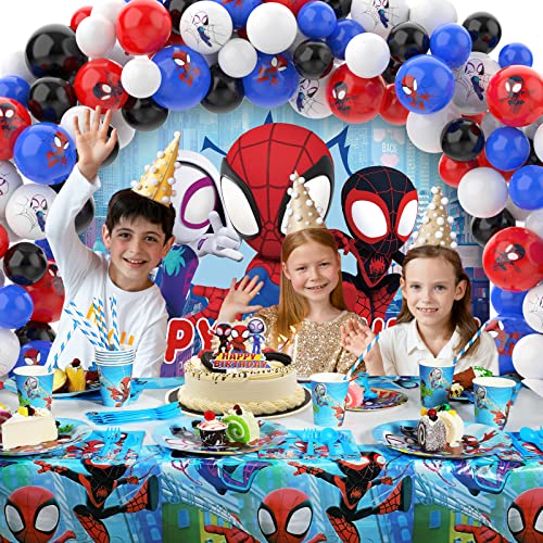 Spiderman Party Supplies: Decorations, Backdrop, Tableware Kit