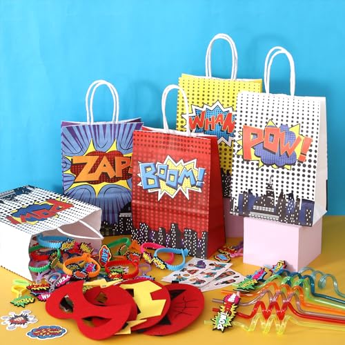 Superhero Party Favors Set: Masks, Bracelets, Stickers & More