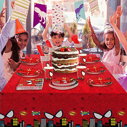Spider Birthday Party Set: Plates, Napkins, Banner, Tablecloth