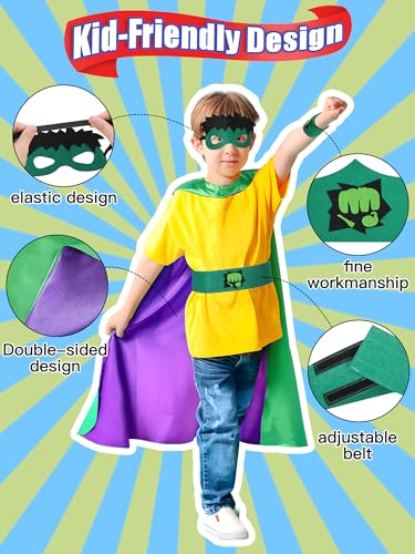 VOKOFAYE Super Hero Capes for Kids, Toddler Dress Up Costumes with Mask and Bracelet, Superhero Toys for Boys Girls, Halloween Birthday Party Gift