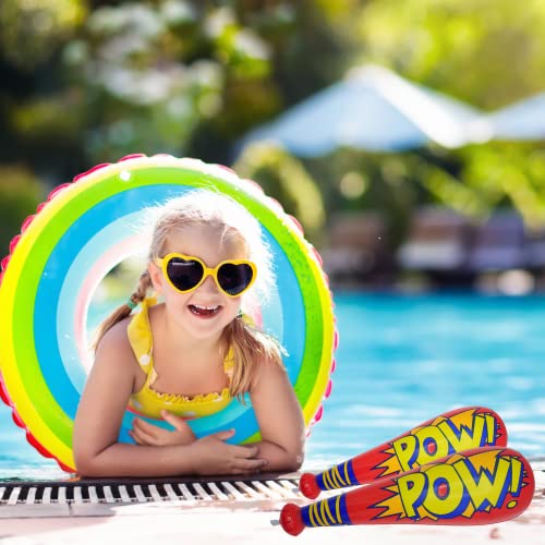 25 Pc Set, 12 Oversized 20'' Pow Inflatable Baseball Bats, 12 Punch Balloon, 1 Huge 30" Bopper - for Superhero Theme Birthday Party Favors for Kids, Carnival Prizes Party Supplies by 4E's Novelty