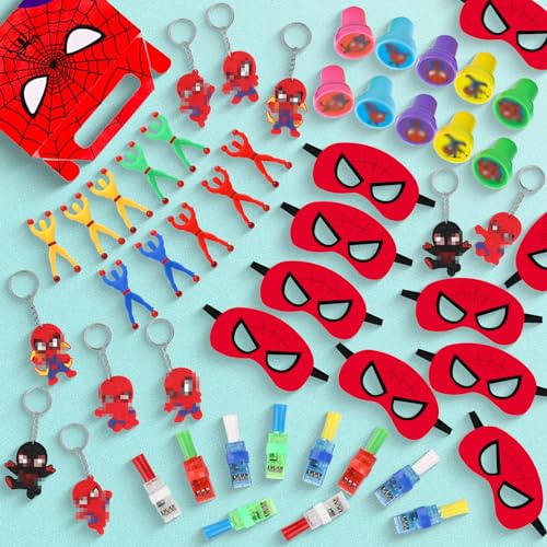 Spider Party Favors Bundle- Bags, Keychains, Masks, Stamps