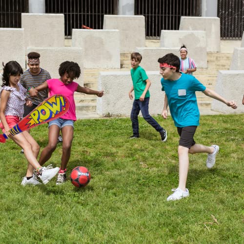 25 Pc Set, 12 Oversized 20'' Pow Inflatable Baseball Bats, 12 Punch Balloon, 1 Huge 30" Bopper - for Superhero Theme Birthday Party Favors for Kids, Carnival Prizes Party Supplies by 4E's Novelty